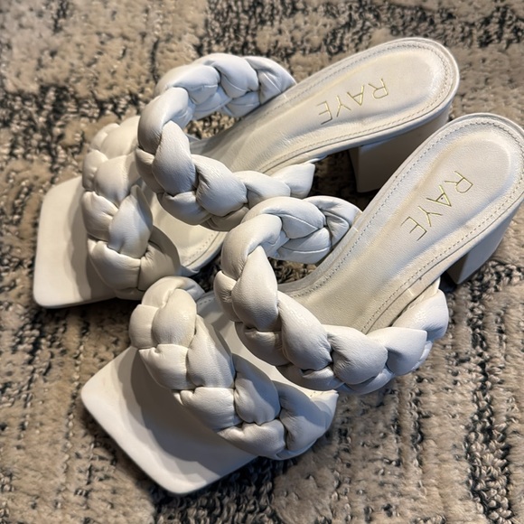 Raye Braided Puffy White Heeled Sandal - Picture 4 of 5